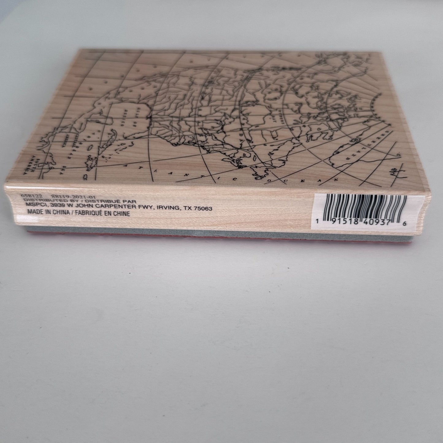 Recollections Wood Rubber Stamp North America Map Travel Journal Vintage Explorer Cardmaking Large Big