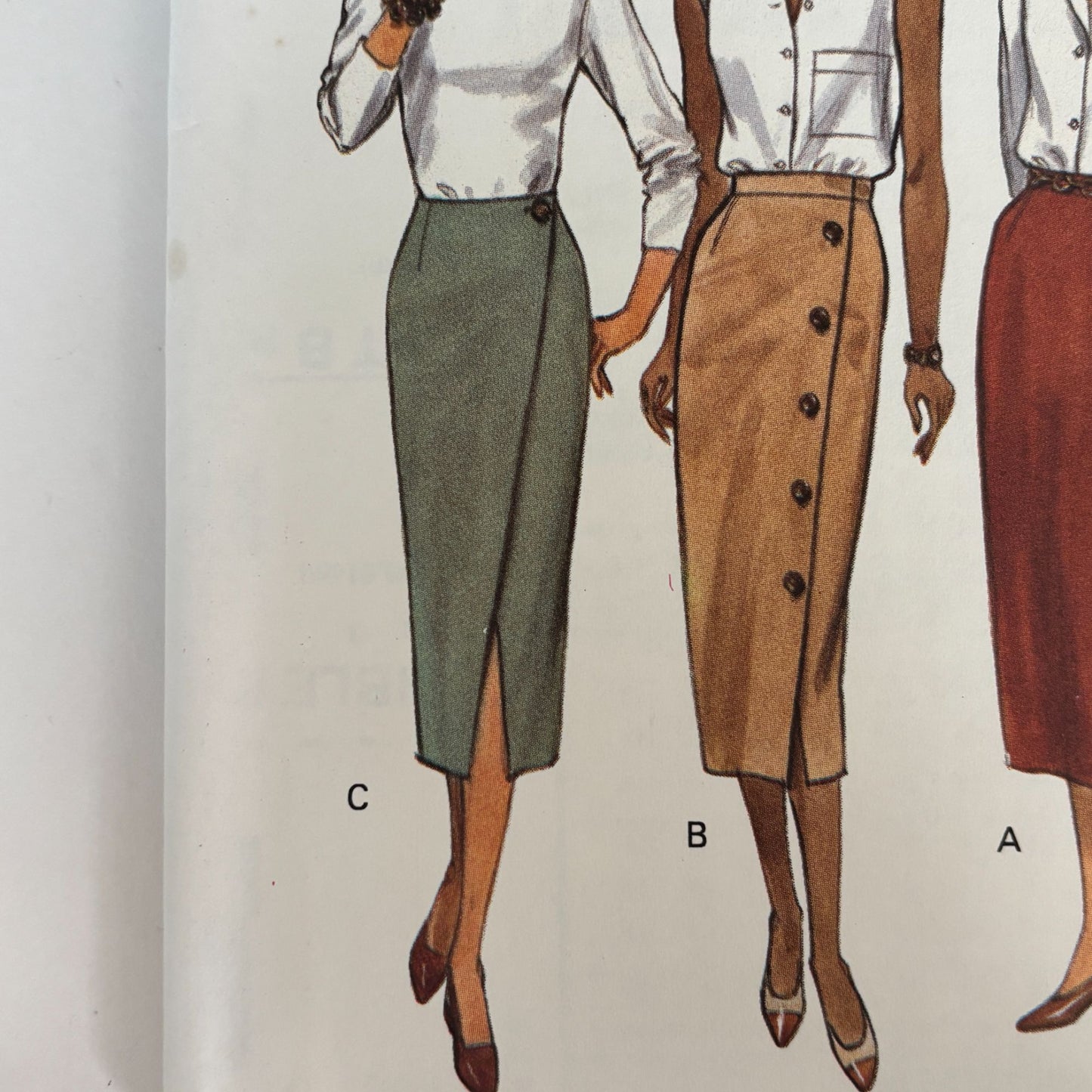 Butterick Sewing Pattern 6805 Straight Pencil Skirt Midi Corporate Core 1990s Minimalist 6-10 Uncut