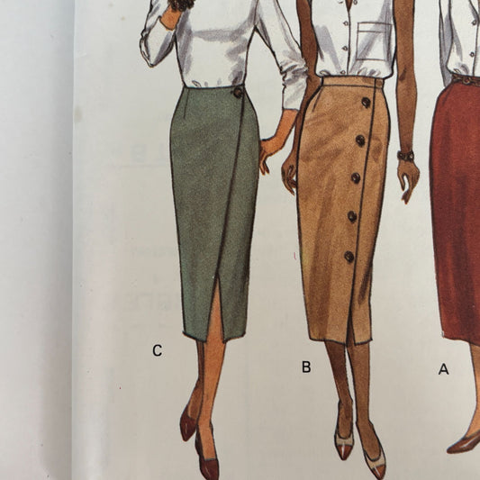 Butterick Sewing Pattern 6805 Straight Pencil Skirt Midi Corporate Core 1990s Minimalist 6-10 Uncut