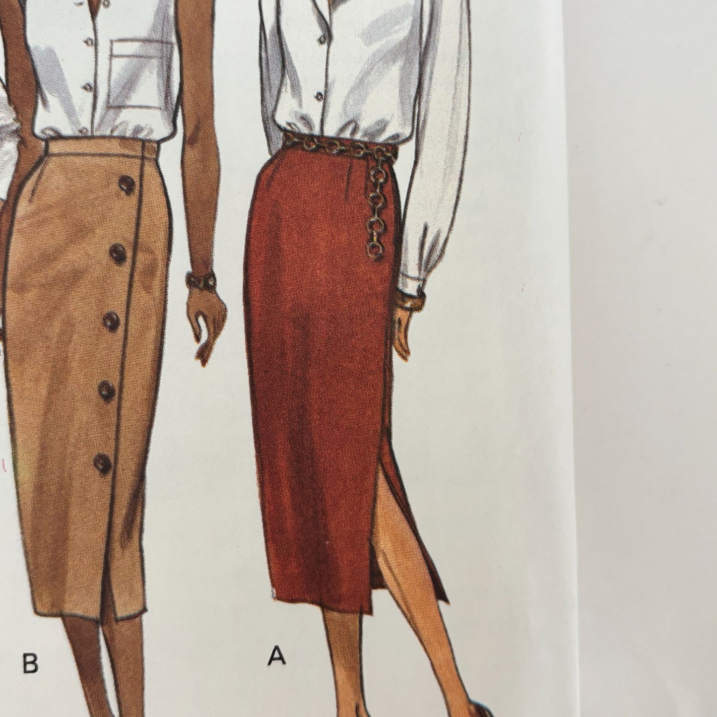 Butterick Sewing Pattern 6805 Straight Pencil Skirt Midi Corporate Core 1990s Minimalist 6-10 Uncut