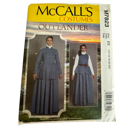 McCalls Sewing Pattern M7823 Outlander Costume Jacket Vest Highland 14-22 Uncut