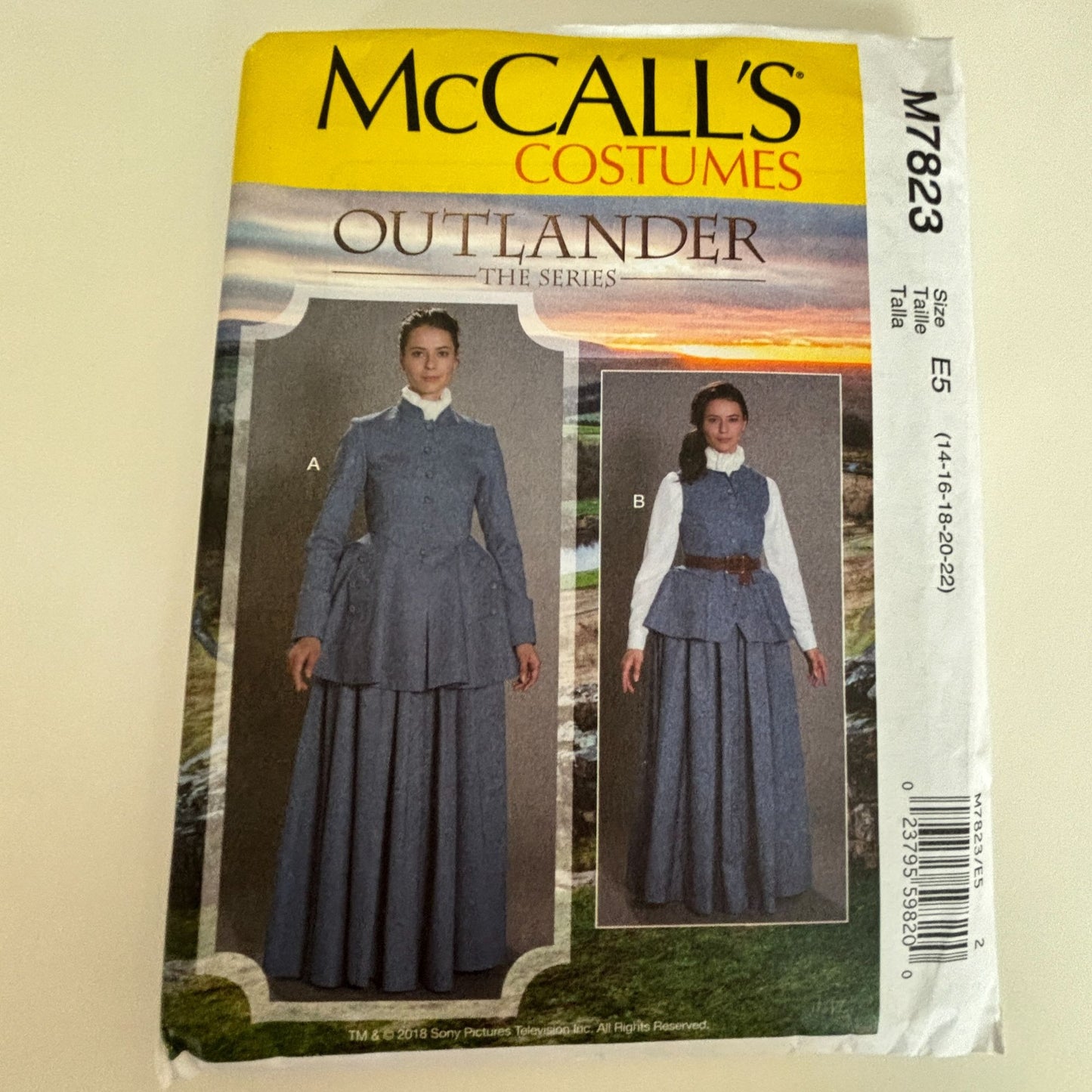 McCalls Sewing Pattern M7823 Outlander Costume Jacket Vest Highland 14-22 Uncut