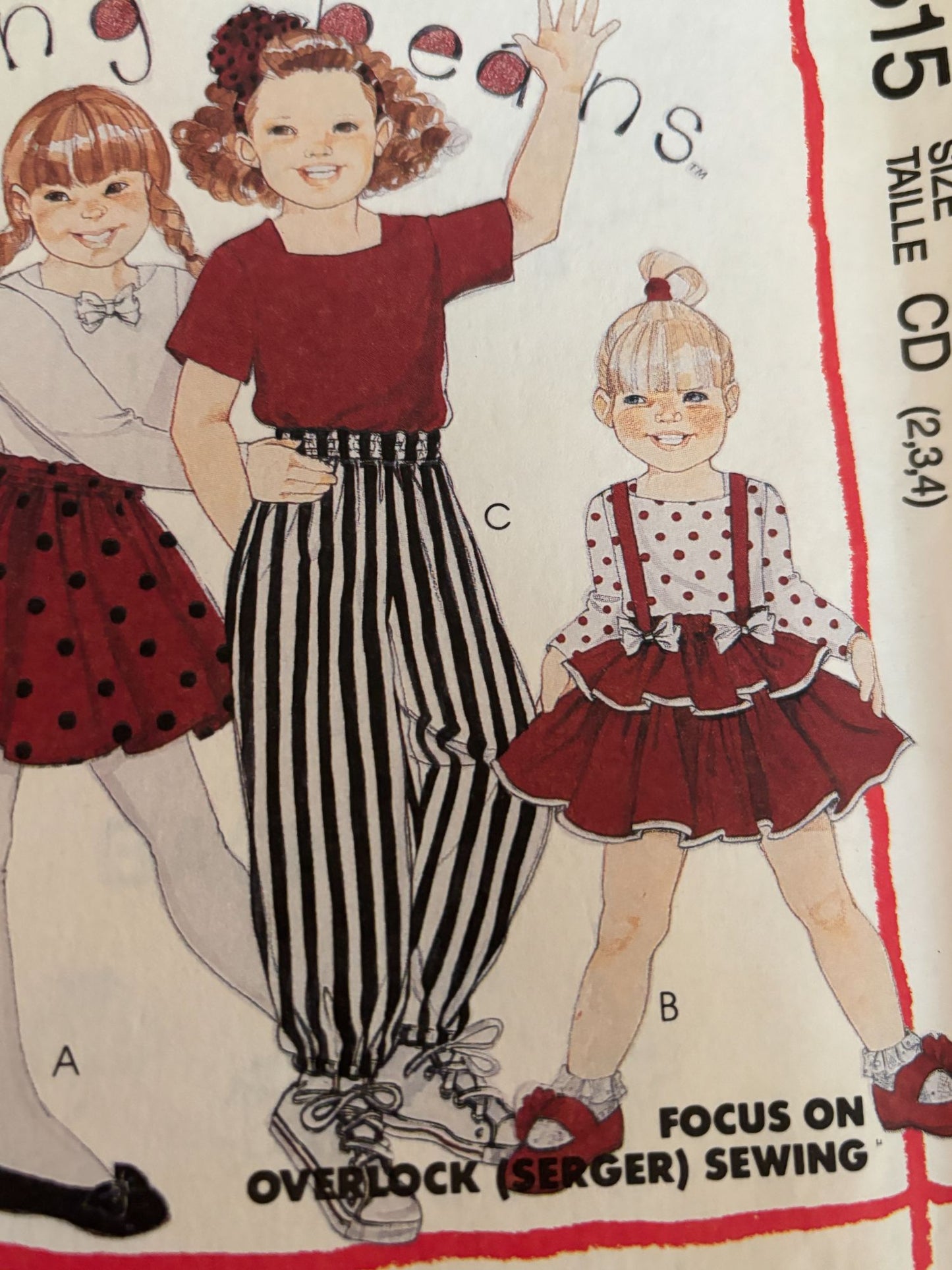 McCalls Sewing Pattern 5615 Jumping Beans Top Skirt Pants Kids 2 3 4 Easy UC