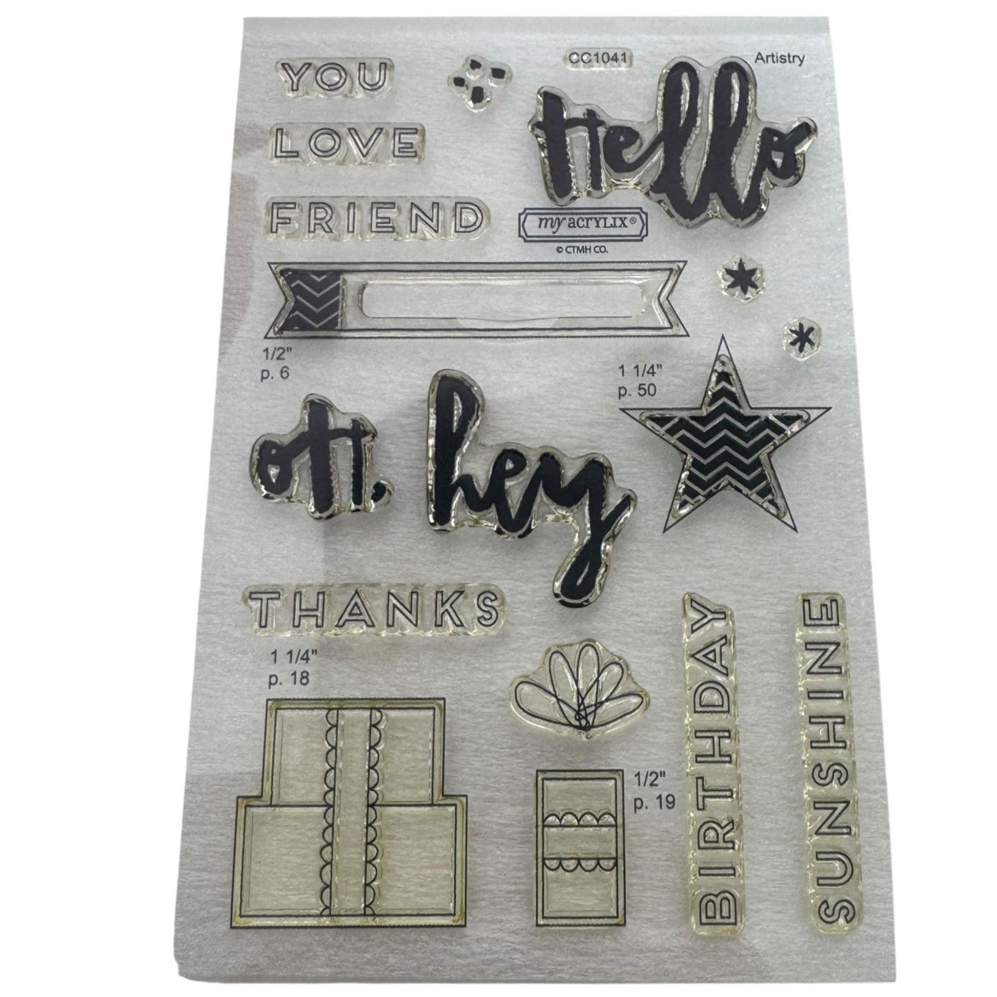 CTMH My Acrylix Acrylic Stamp Set Hello Life Cardmaking Birthday Friend CC1041