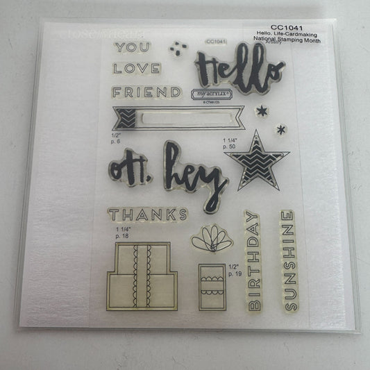 CTMH My Acrylix Acrylic Stamp Set Hello Life Cardmaking Birthday Friend CC1041