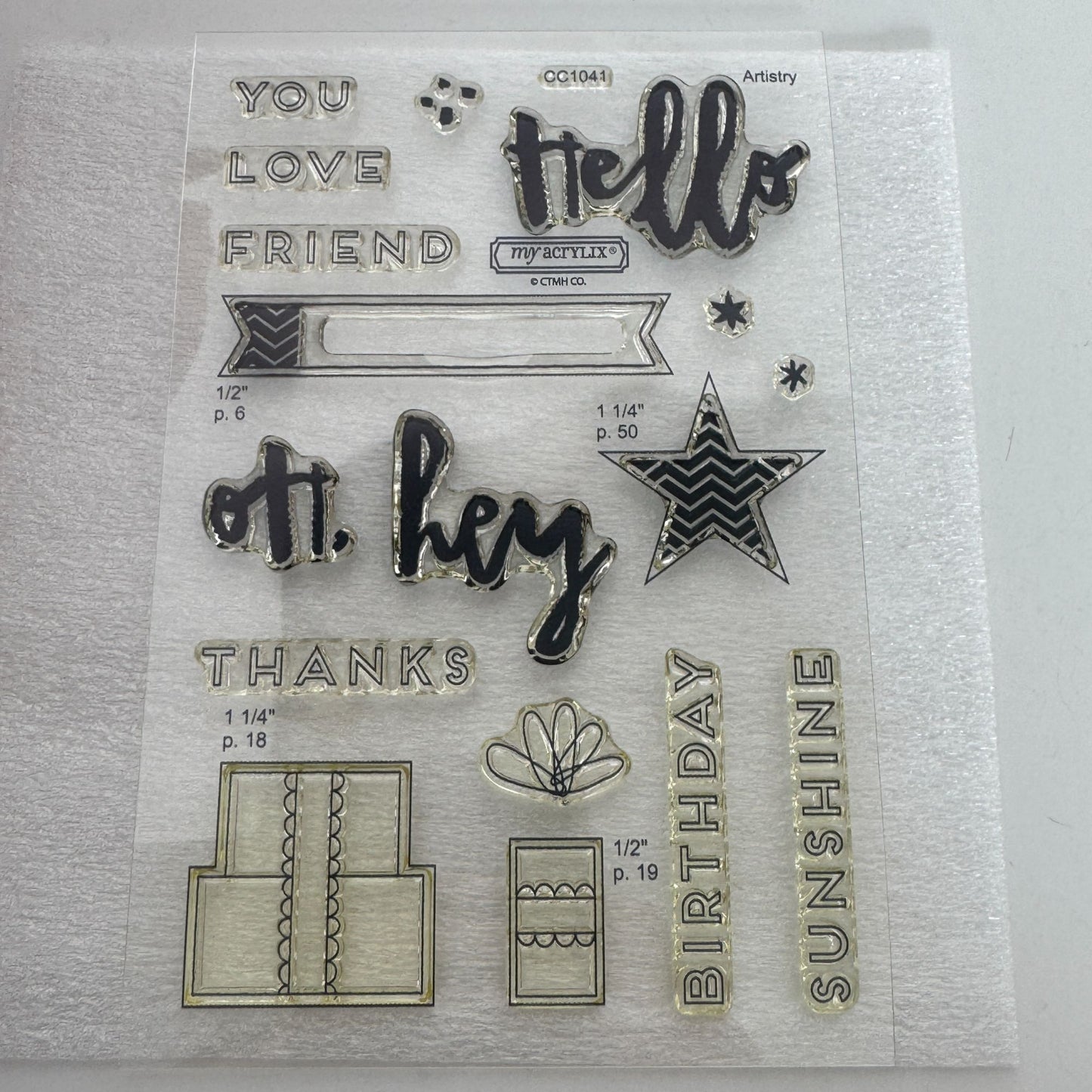 CTMH My Acrylix Acrylic Stamp Set Hello Life Cardmaking Birthday Friend CC1041
