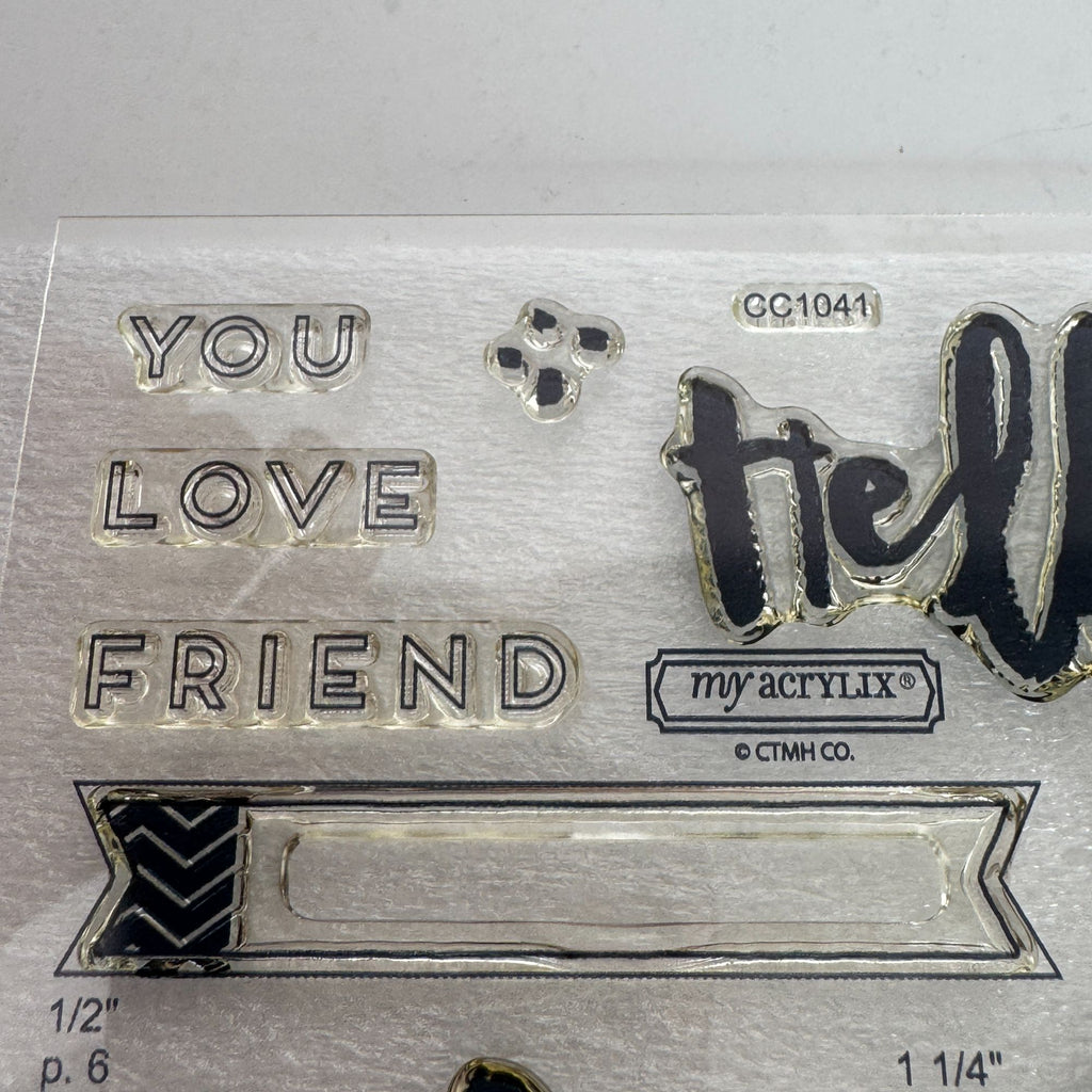 CTMH My Acrylix Acrylic Stamp Set Hello Life Cardmaking Birthday Friend CC1041
