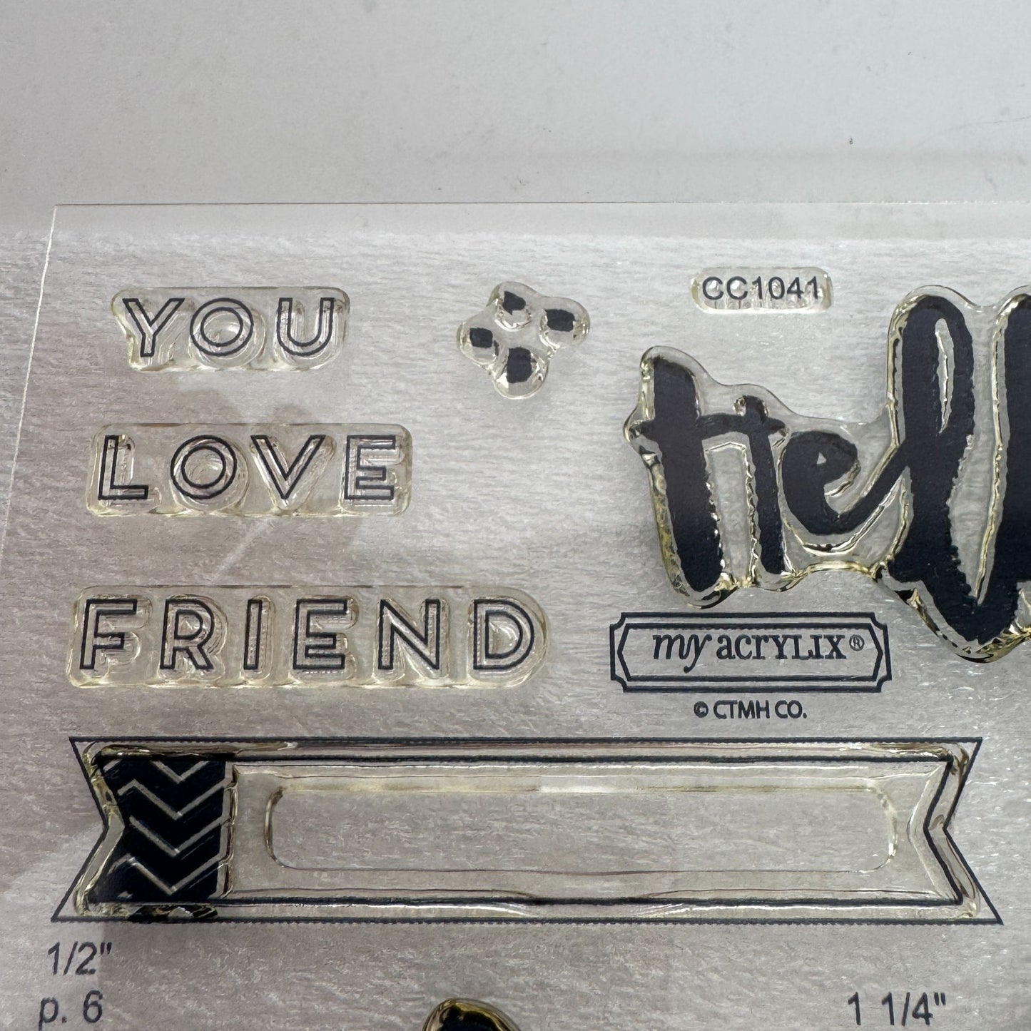 CTMH My Acrylix Acrylic Stamp Set Hello Life Cardmaking Birthday Friend CC1041