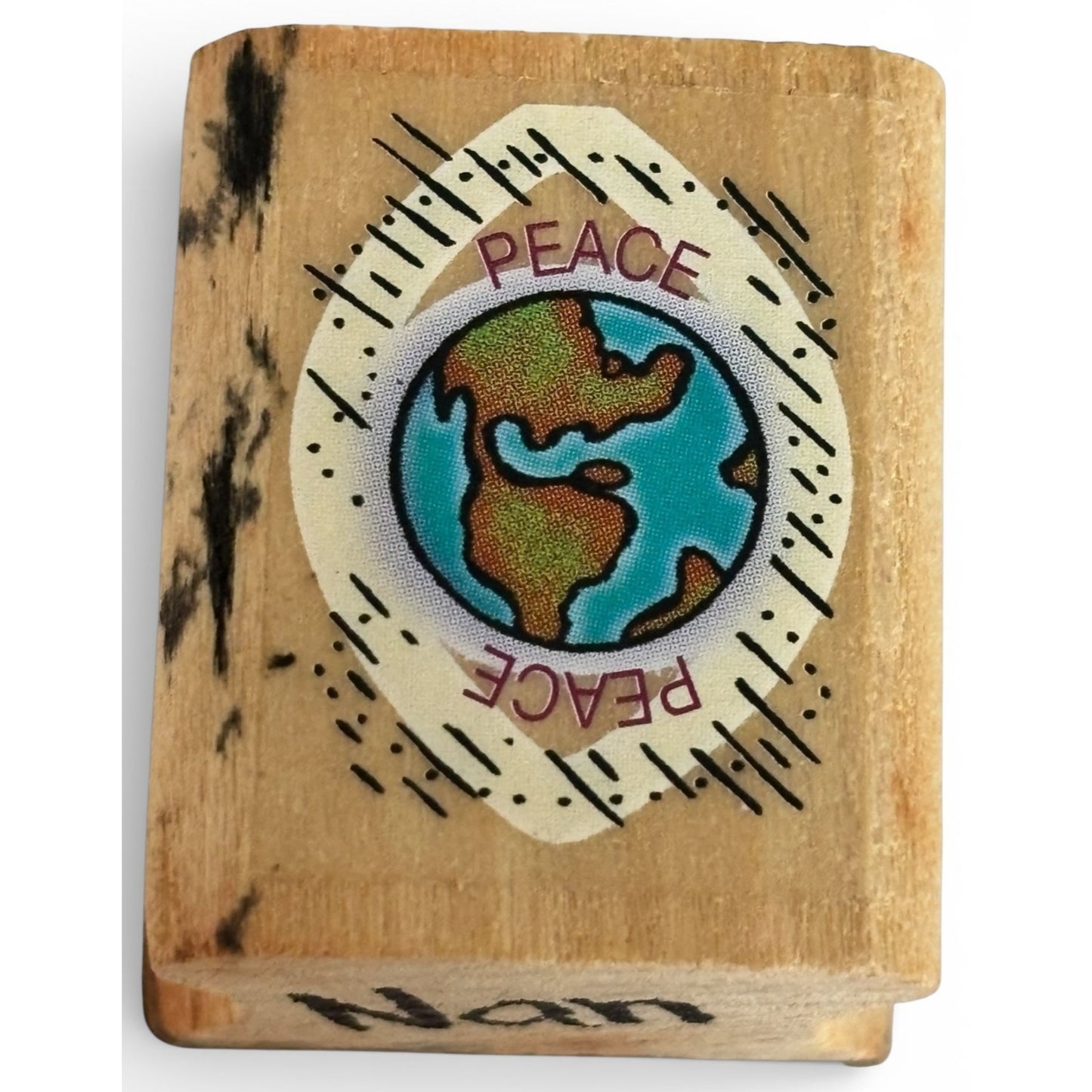 Peace Globe Rubber Stamp Earth Peace Stamp Card Making Scrapbook Craft Supply Wood Mounted