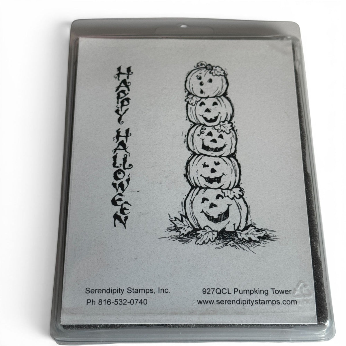 Serendipity Stamps Rubber Stamp Happy Halloween Pumpkin Tower Cardmaking Words Stacked Pumpkins