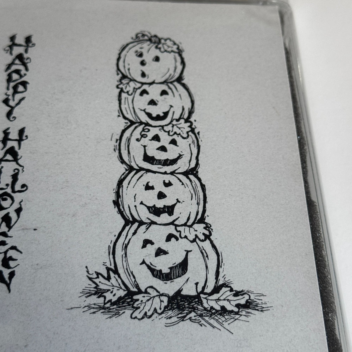 Serendipity Stamps Rubber Stamp Happy Halloween Pumpkin Tower Cardmaking Words Stacked Pumpkins