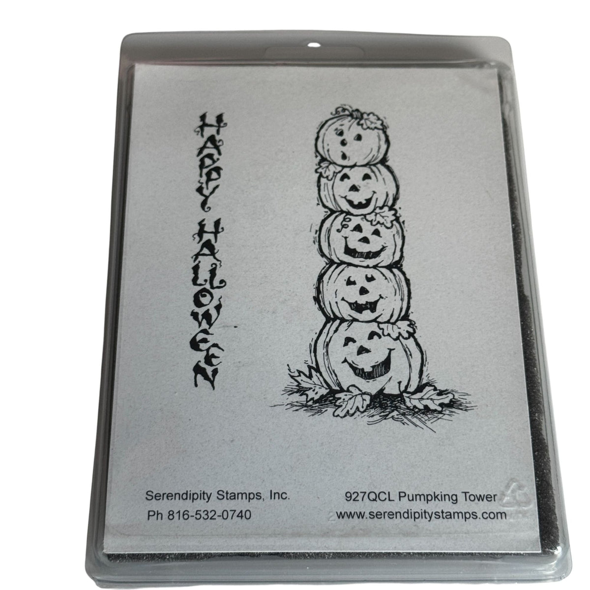 Serendipity Stamps Rubber Stamp Happy Halloween Pumpkin Tower Cardmaking Words Stacked Pumpkins