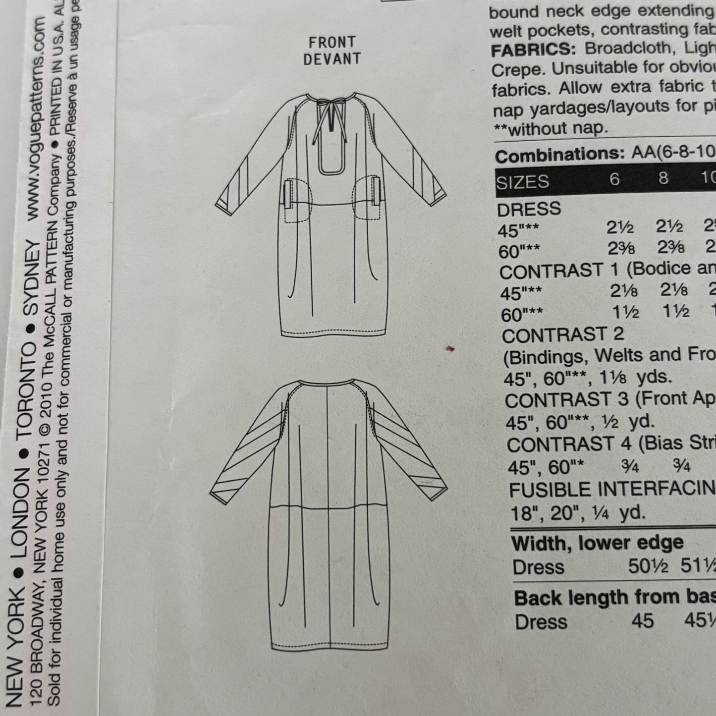 Vogue Sewing Pattern V1187 Koos Couture Tunic Dress 6-12 Modern Designer Loose Fit Uncut