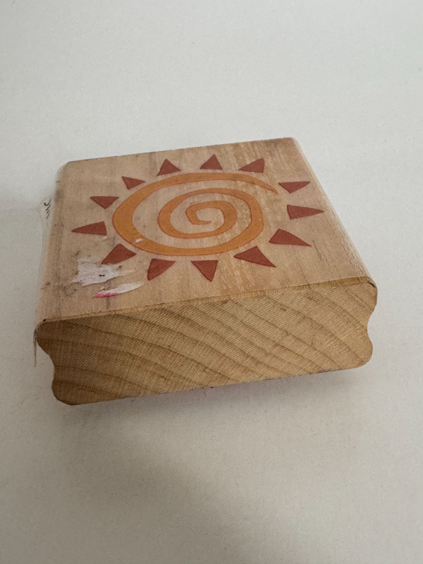 Rubber Stampede Rubber Stamp Primitive Sun Sky Nature Spiral Wood Mounted Craft