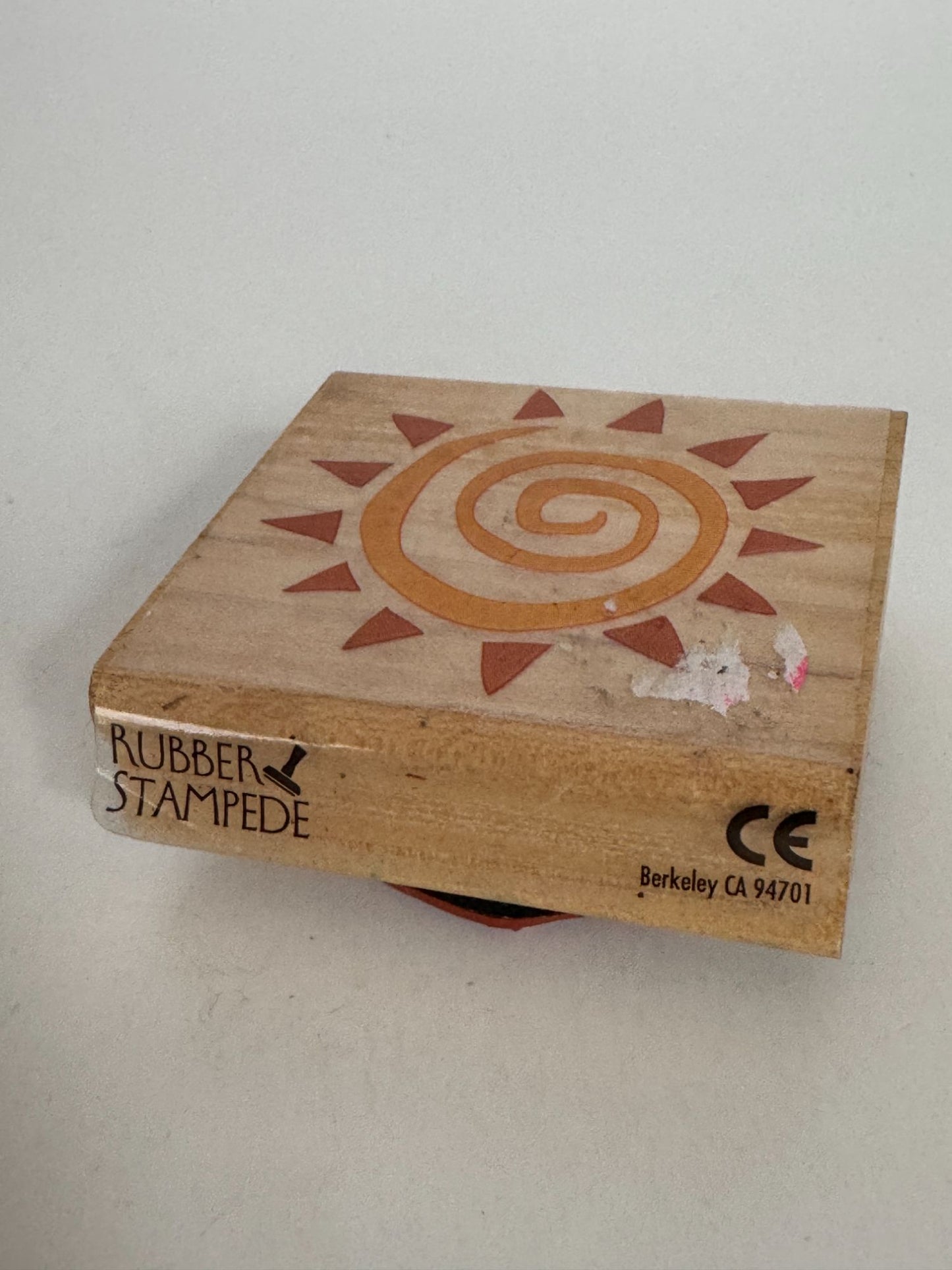Rubber Stampede Rubber Stamp Primitive Sun Sky Nature Spiral Wood Mounted Craft