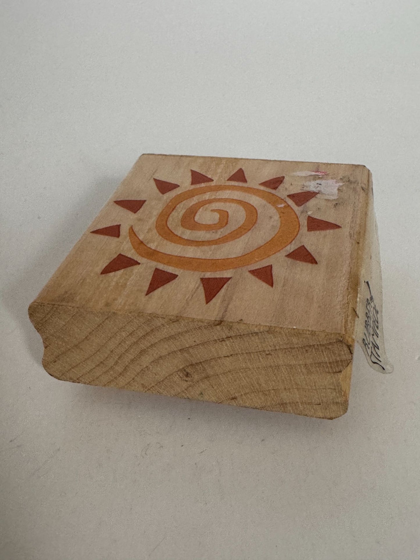 Rubber Stampede Rubber Stamp Primitive Sun Sky Nature Spiral Wood Mounted Craft