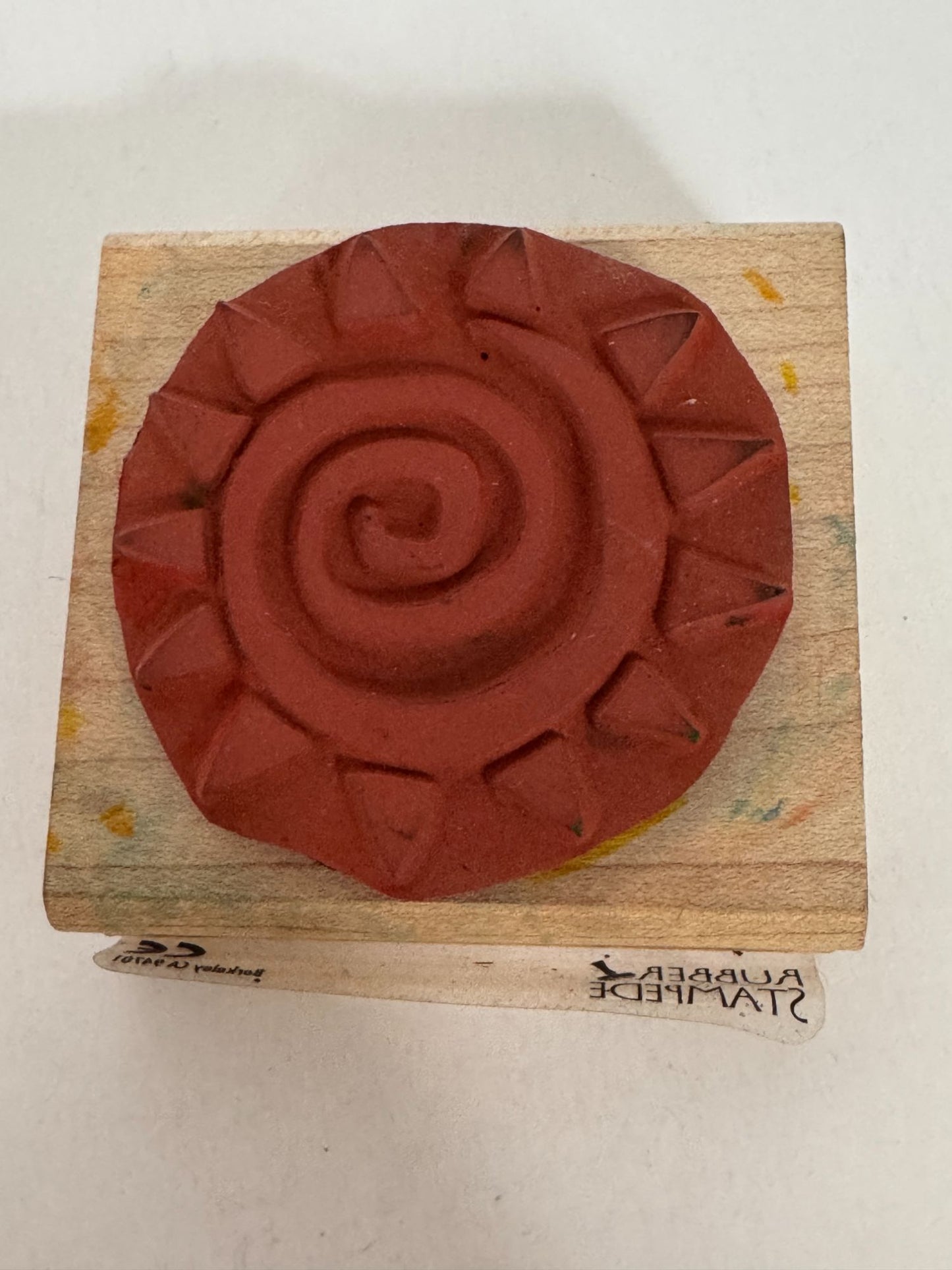 Rubber Stampede Rubber Stamp Primitive Sun Sky Nature Spiral Wood Mounted Craft