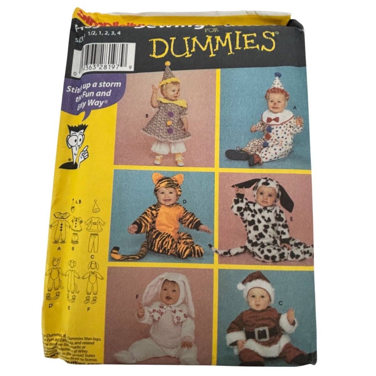 Simplicity Sewing Pattern 4465 Toddler Costumes Halloween Clown Tiger Bunny Santa Dalmatian Dog