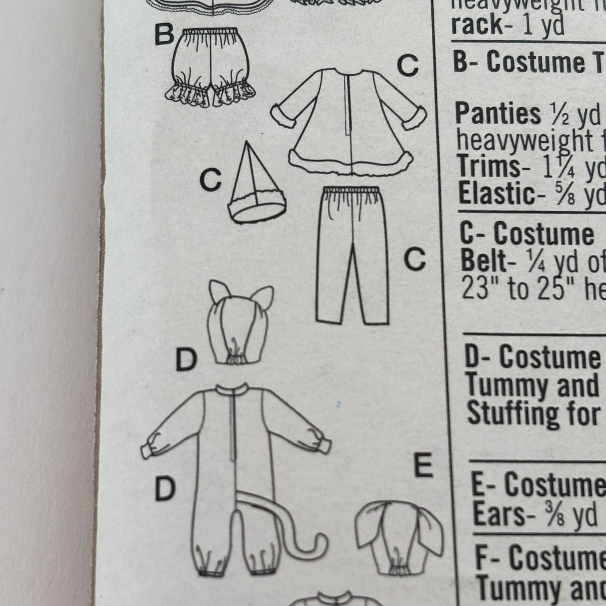 Simplicity Sewing Pattern 4465 Toddler Costumes Halloween Clown Tiger Bunny Santa Dalmatian Dog