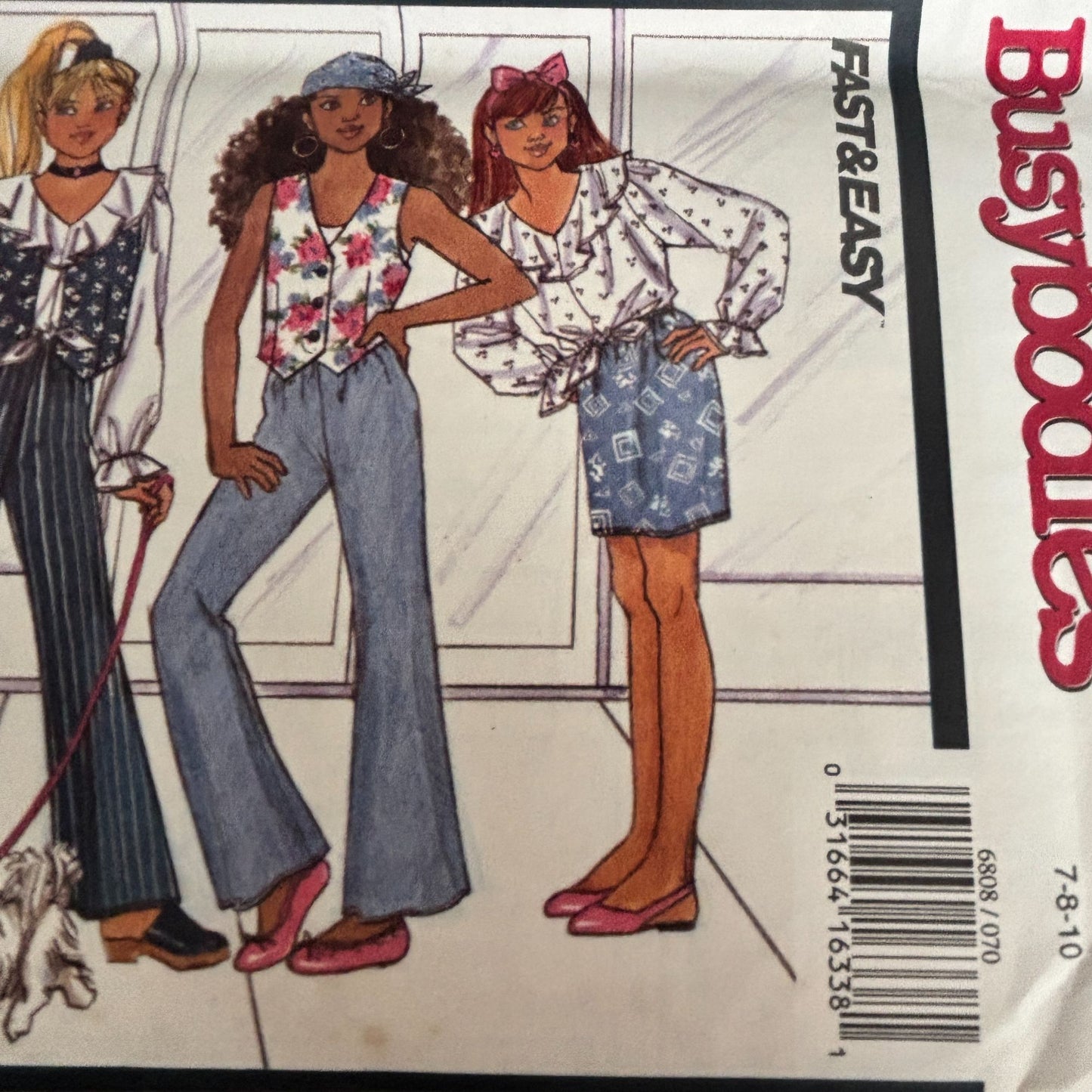 Butterick Sewing Pattern 6808 Preppy Y2K Outfit School Style Retro Vest Top Skirt Pants 7-10 Uncut