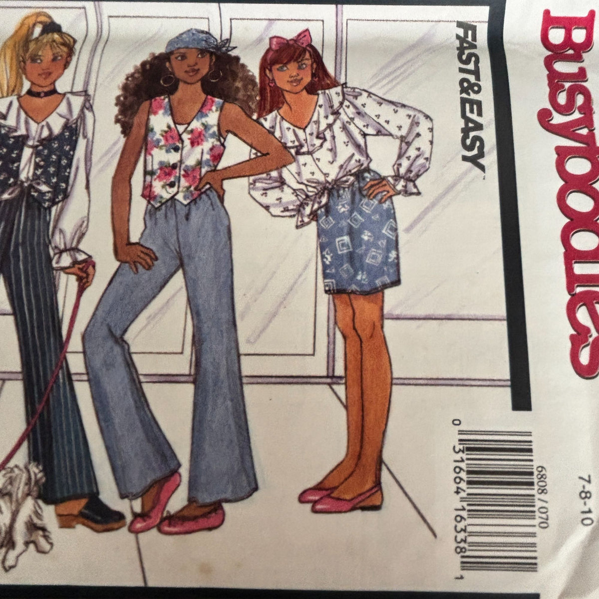 Butterick Sewing Pattern 6808 Preppy Y2K Outfit School Style Retro Vest Top Skirt Pants 7-10 Uncut