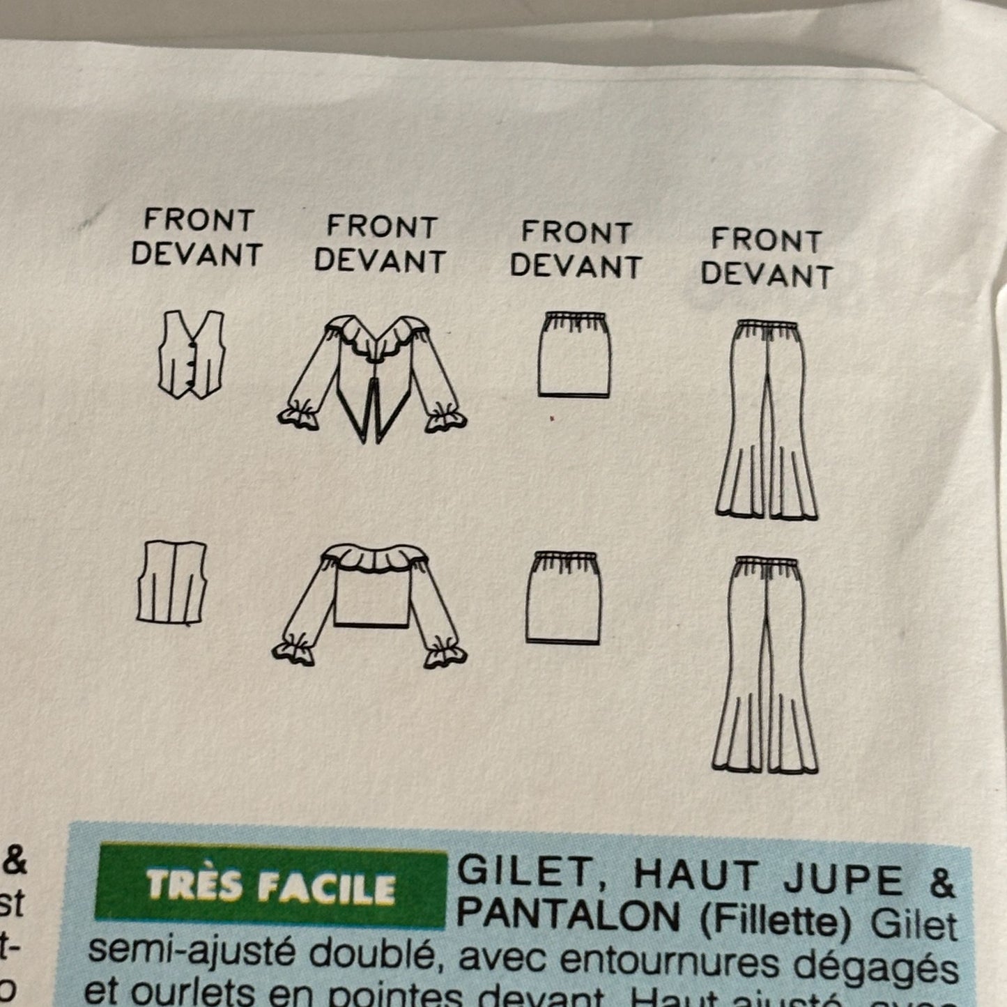 Butterick Sewing Pattern 6808 Preppy Y2K Outfit School Style Retro Vest Top Skirt Pants 7-10 Uncut