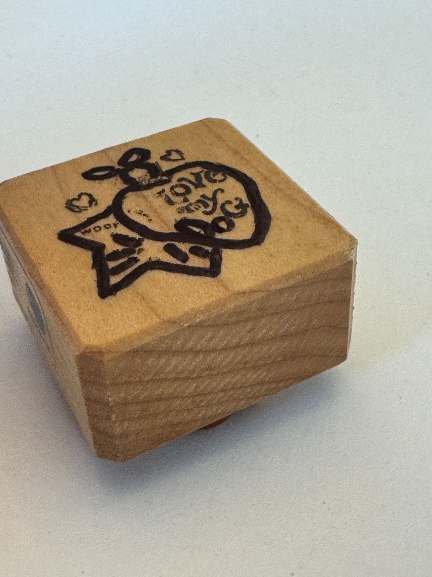 Inkadinkado Rubber Stamp Bouji Love My Dog Christmas Ornament Woof Star