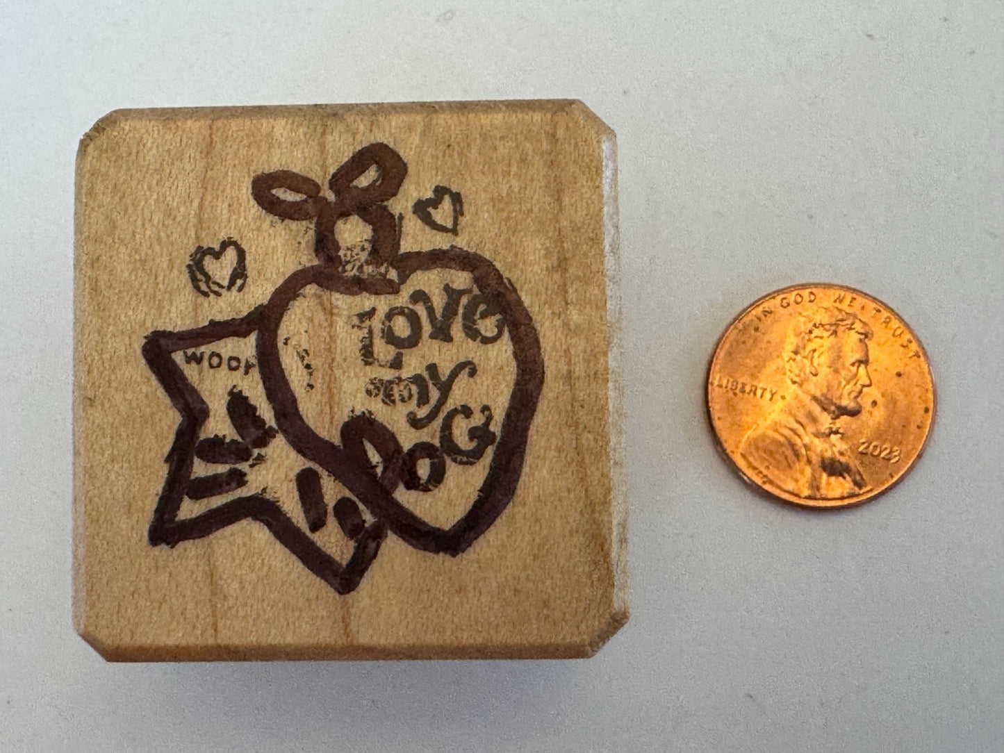 Inkadinkado Rubber Stamp Bouji Love My Dog Christmas Ornament Woof Star