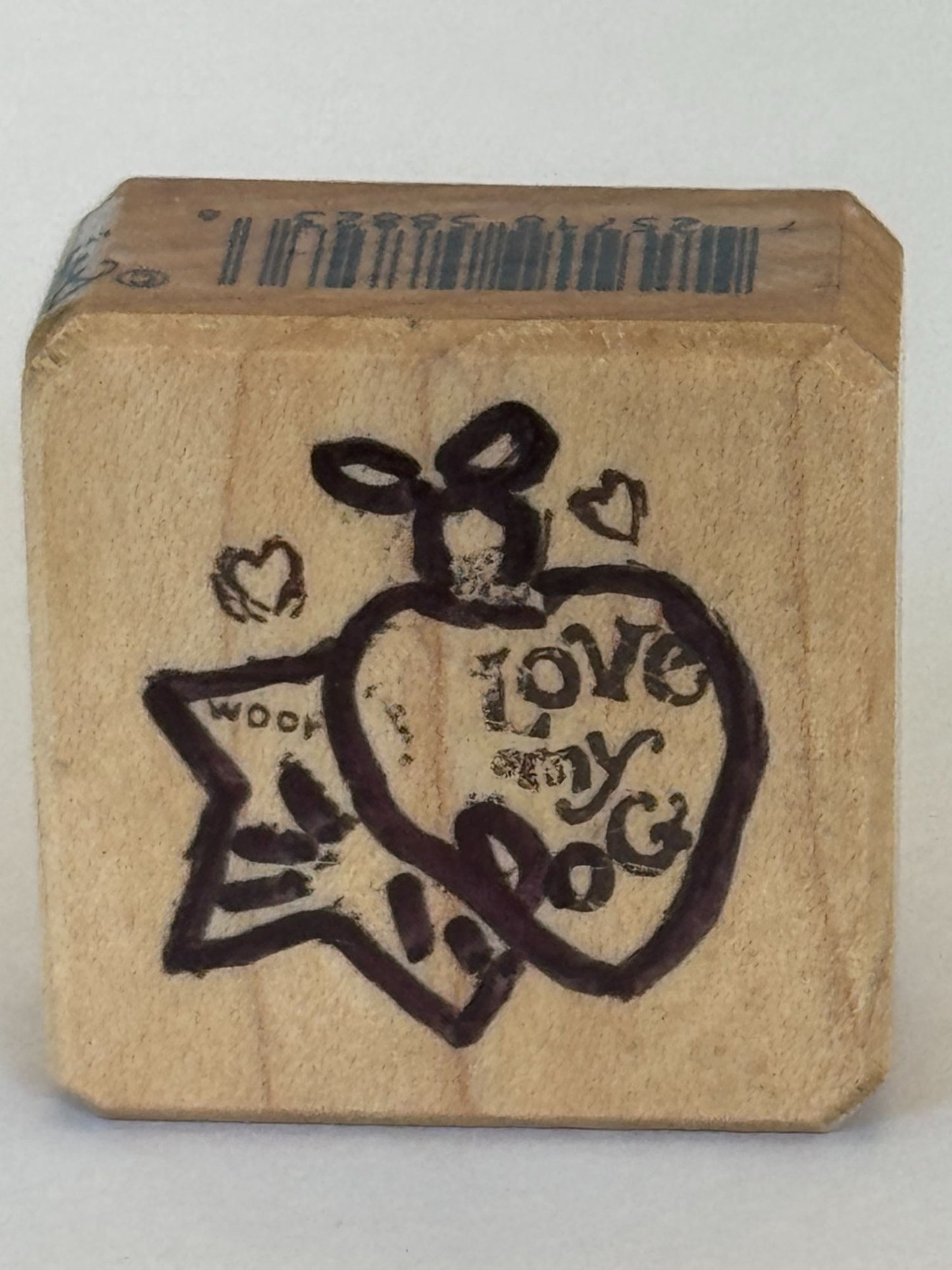 Inkadinkado Rubber Stamp Bouji Love My Dog Christmas Ornament Woof Star