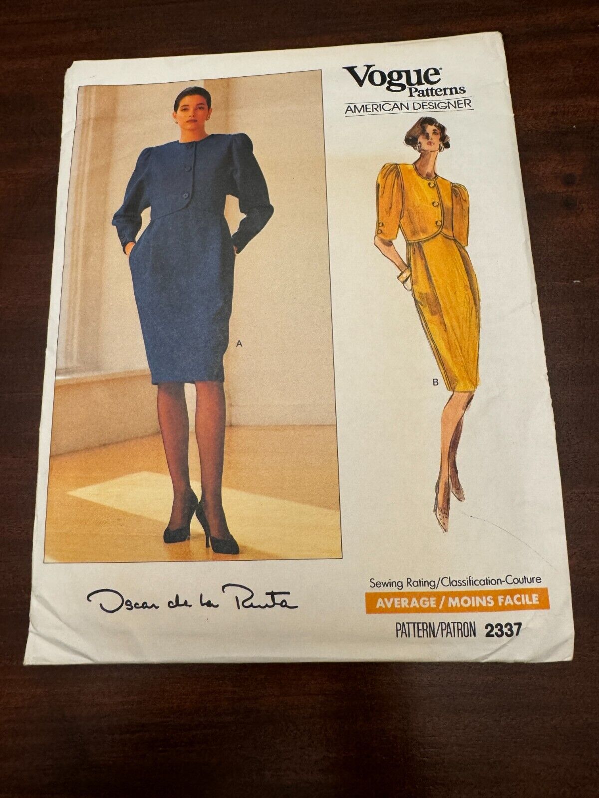 Vogue Sewing Pattern 2337 Oscar de la Renta Misses Dress Semi Fitted 14-16 Uncut