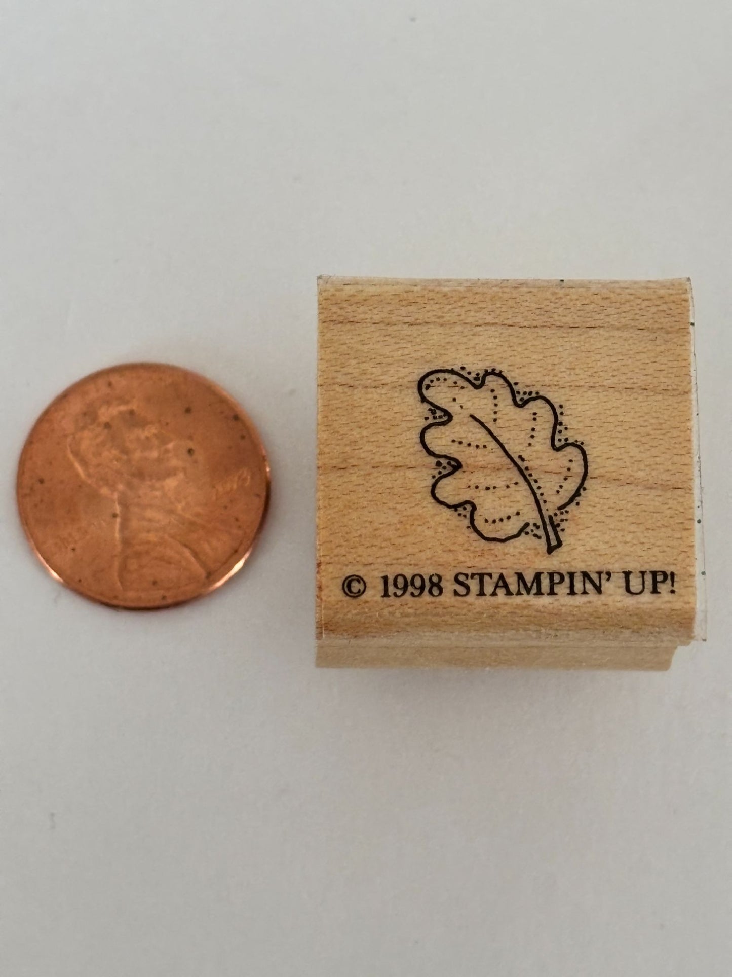 Stampin Up Rubber Stamp Oak Leaf Blowing Nature Outdoors Small Craft Wooden