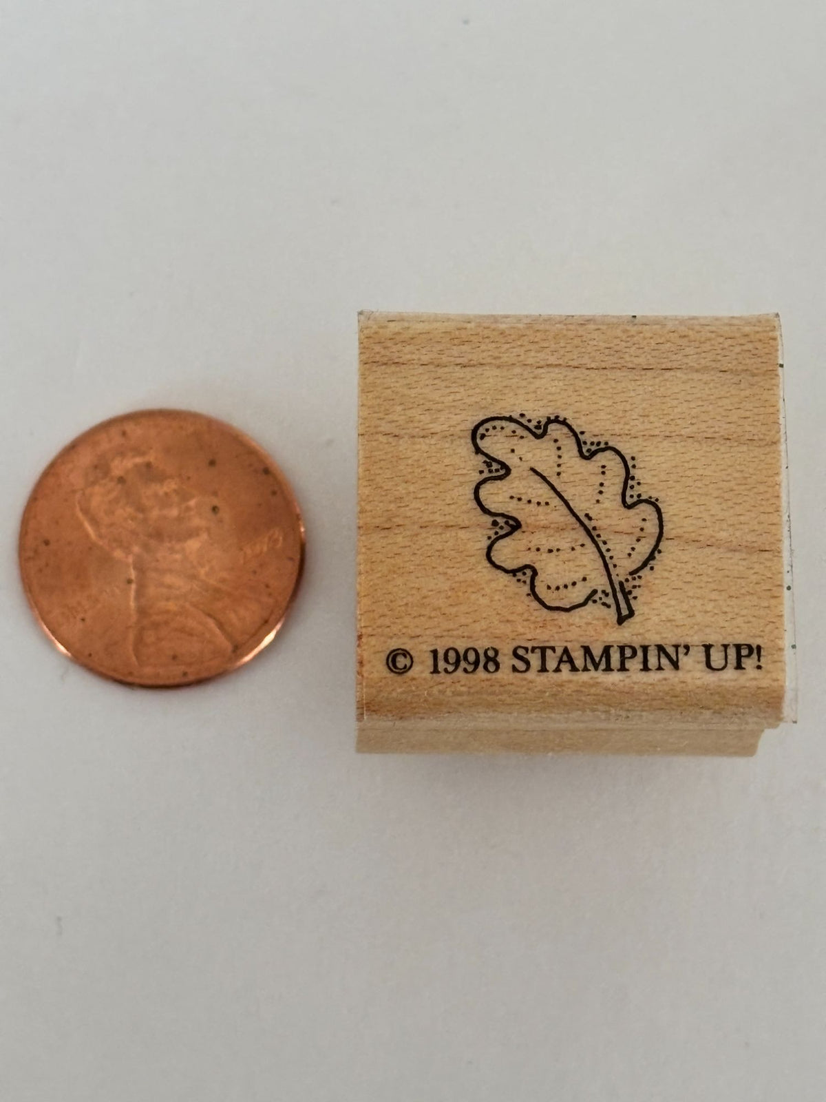 Stampin Up Rubber Stamp Oak Leaf Blowing Nature Outdoors Small Craft Wooden