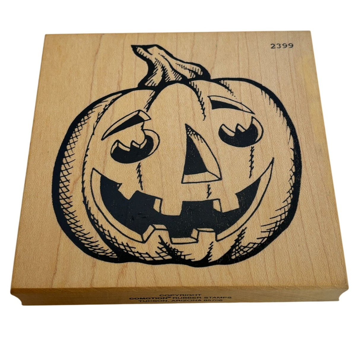 Comotion Rubber Stamp Large Jack O Lantern Pumpkin Halloween Wood Mounted Big Fall