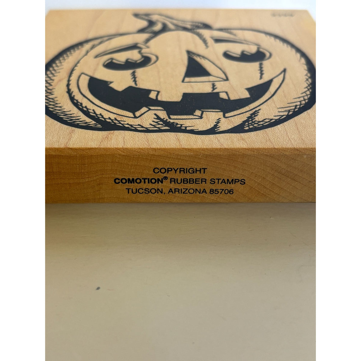 Comotion Rubber Stamp Large Jack O Lantern Pumpkin Halloween Wood Mounted Big Fall