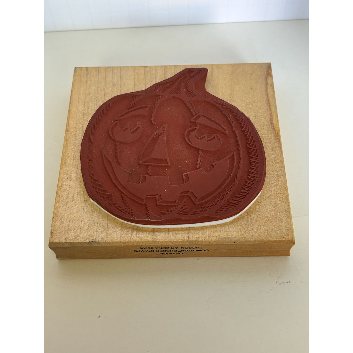 Comotion Rubber Stamp Large Jack O Lantern Pumpkin Halloween Wood Mounted Big Fall
