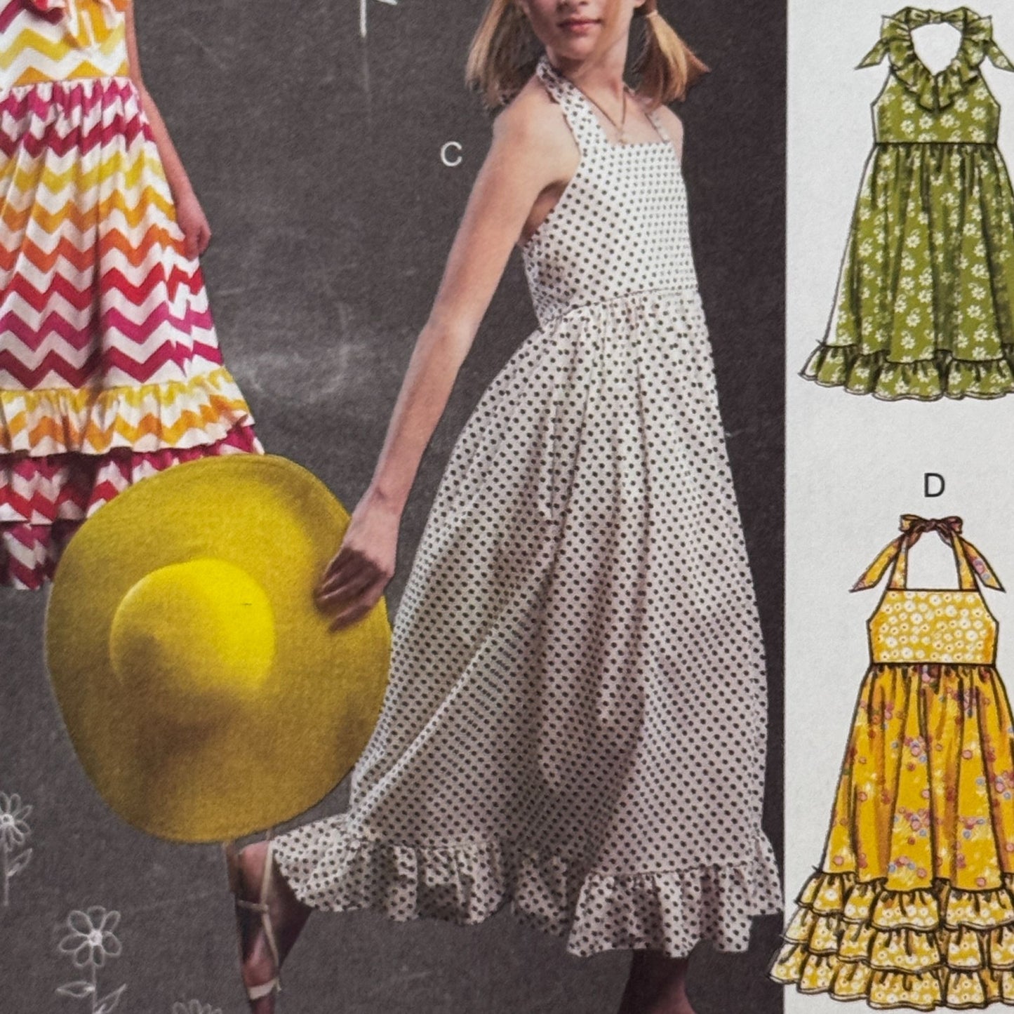 McCalls Sewing Pattern M6736 Girls Maxi Dress Easy Boho Summer Ruffle 7-14 Uncut Sleeveless