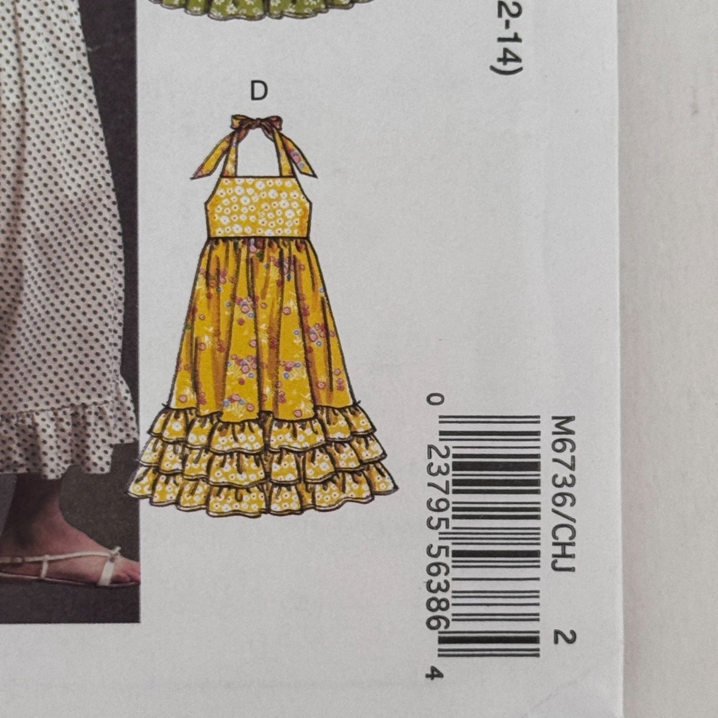 McCalls Sewing Pattern M6736 Girls Maxi Dress Easy Boho Summer Ruffle 7-14 Uncut Sleeveless
