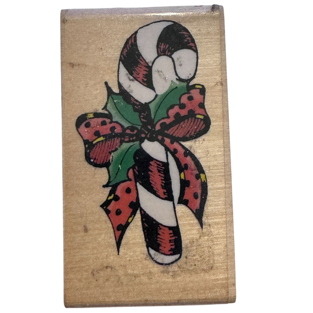 Stamp Affair Rubber Stamp Christmas Candy Cane Holly Bow Holiday Gift Tag Cardmaking