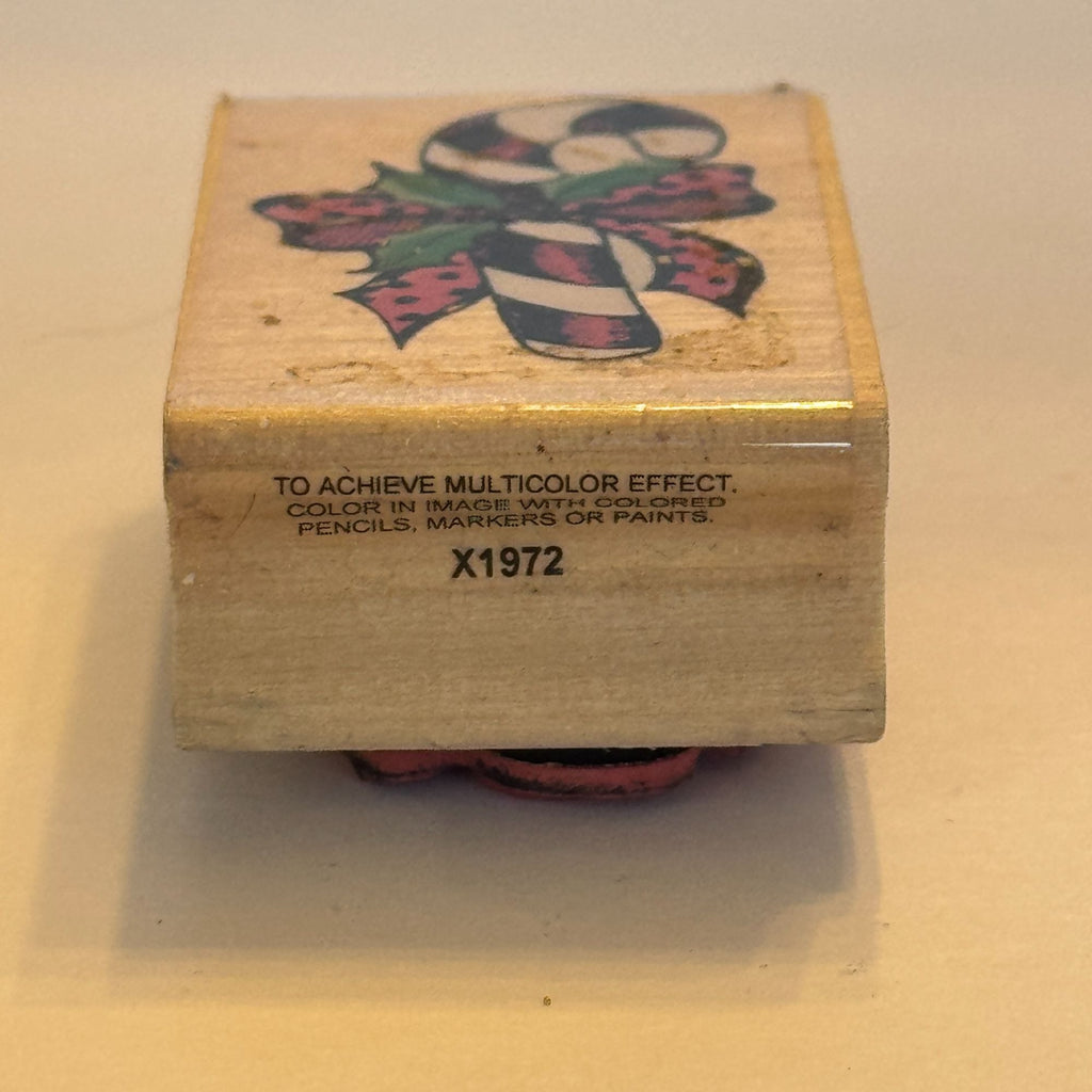 Stamp Affair Rubber Stamp Christmas Candy Cane Holly Bow Holiday Gift Tag Cardmaking