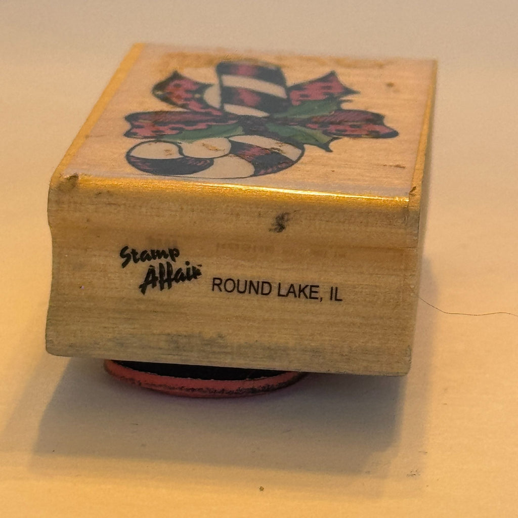 Stamp Affair Rubber Stamp Christmas Candy Cane Holly Bow Holiday Gift Tag Cardmaking