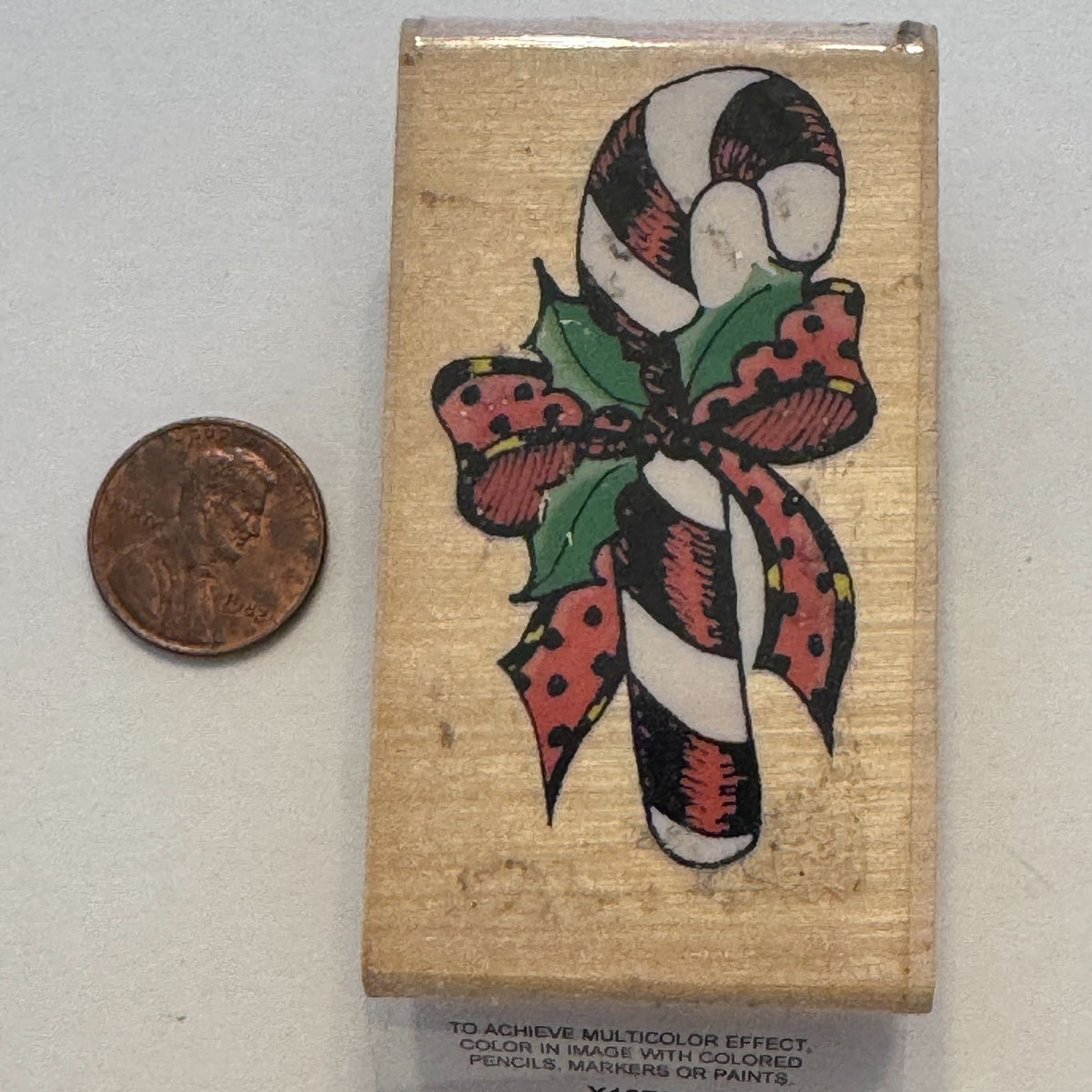 Stamp Affair Rubber Stamp Christmas Candy Cane Holly Bow Holiday Gift Tag Cardmaking