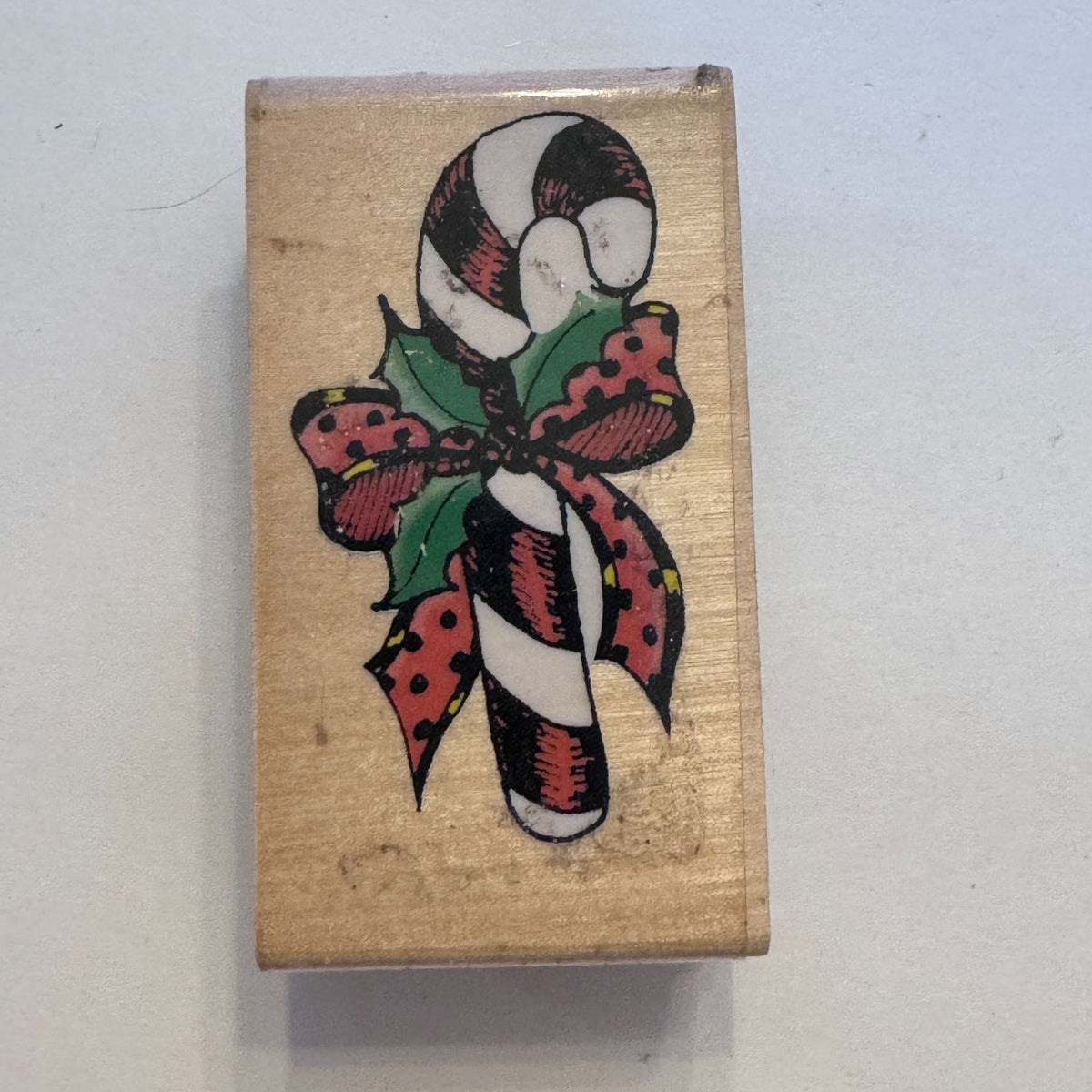 Stamp Affair Rubber Stamp Christmas Candy Cane Holly Bow Holiday Gift Tag Cardmaking