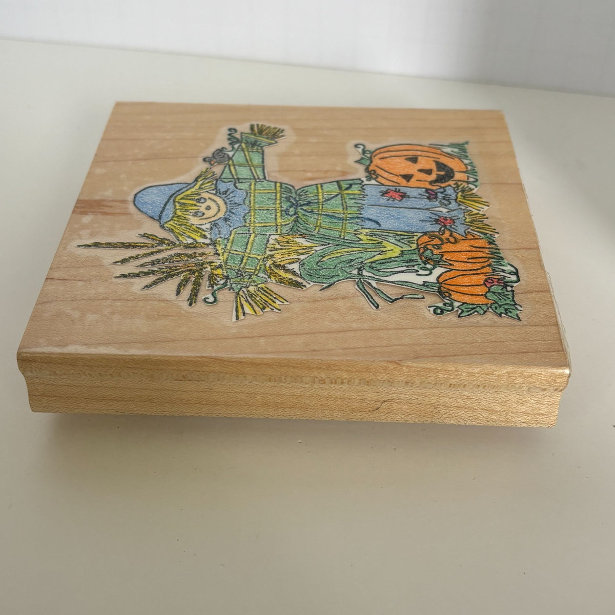 Alisa Smith Rubber Stamp Scarecrow Pumpkins Fall Harvest Halloween Card Making Thanksgiving Wood Mounted