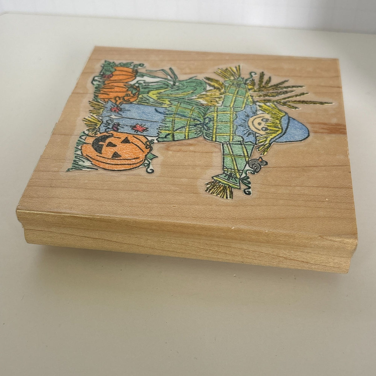 Alisa Smith Rubber Stamp Scarecrow Pumpkins Fall Harvest Halloween Card Making Thanksgiving Wood Mounted
