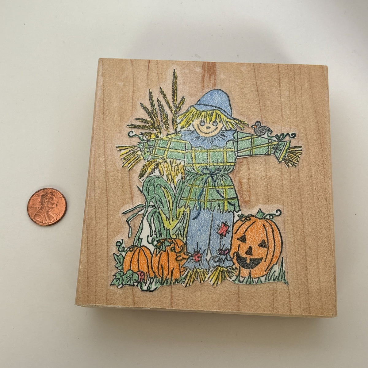 Alisa Smith Rubber Stamp Scarecrow Pumpkins Fall Harvest Halloween Card Making Thanksgiving Wood Mounted