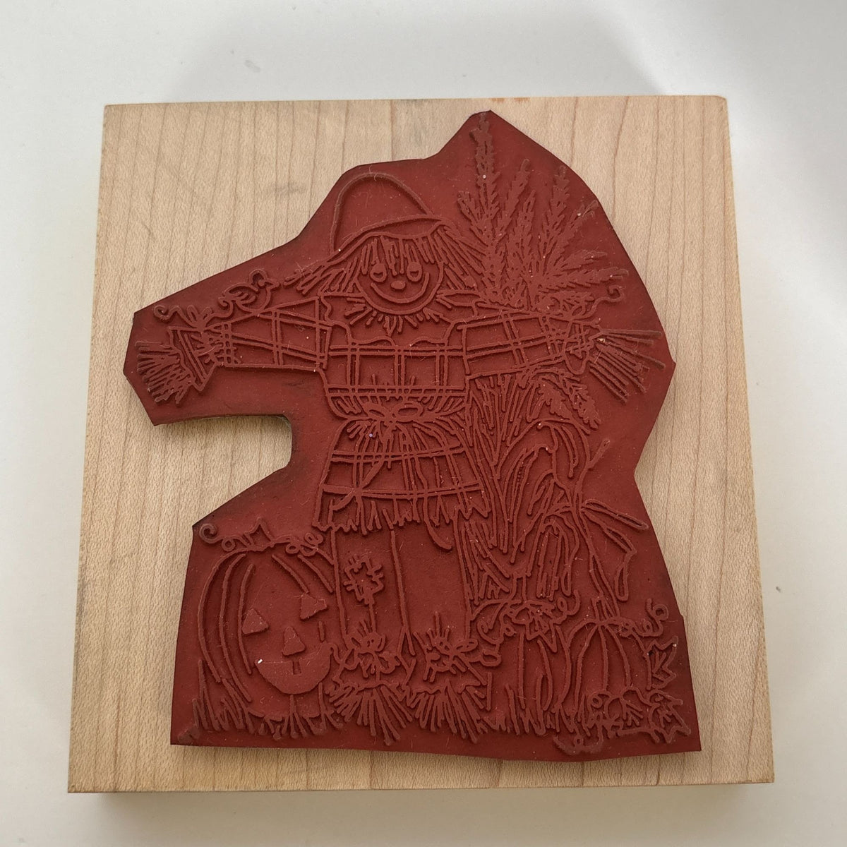 Alisa Smith Rubber Stamp Scarecrow Pumpkins Fall Harvest Halloween Card Making Thanksgiving Wood Mounted
