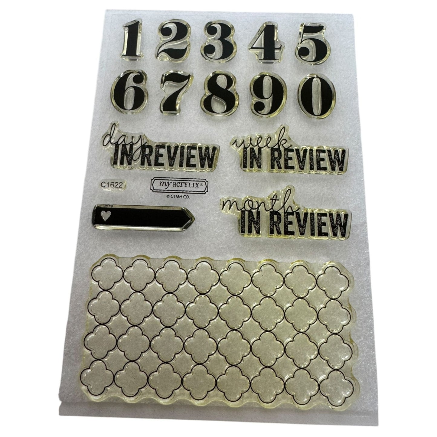 CTMH My Acrylix Acrylic Stamp Set Day In Review Journaling Record Month C1622
