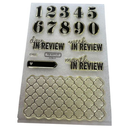 CTMH My Acrylix Acrylic Stamp Set Day In Review Journaling Record Month C1622