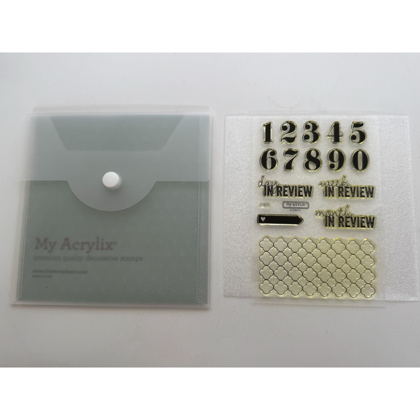 CTMH My Acrylix Acrylic Stamp Set Day In Review Journaling Record Month C1622