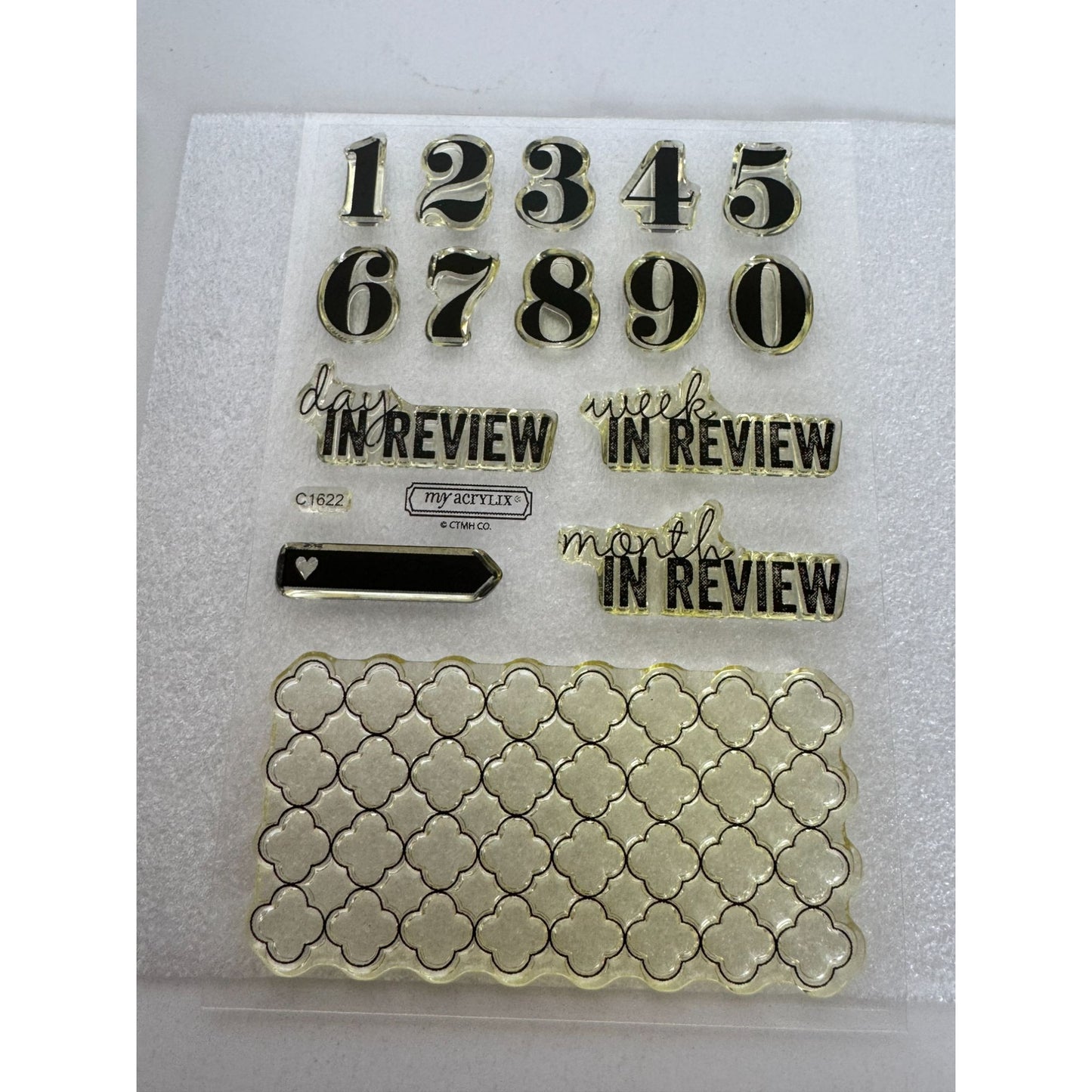 CTMH My Acrylix Acrylic Stamp Set Day In Review Journaling Record Month C1622